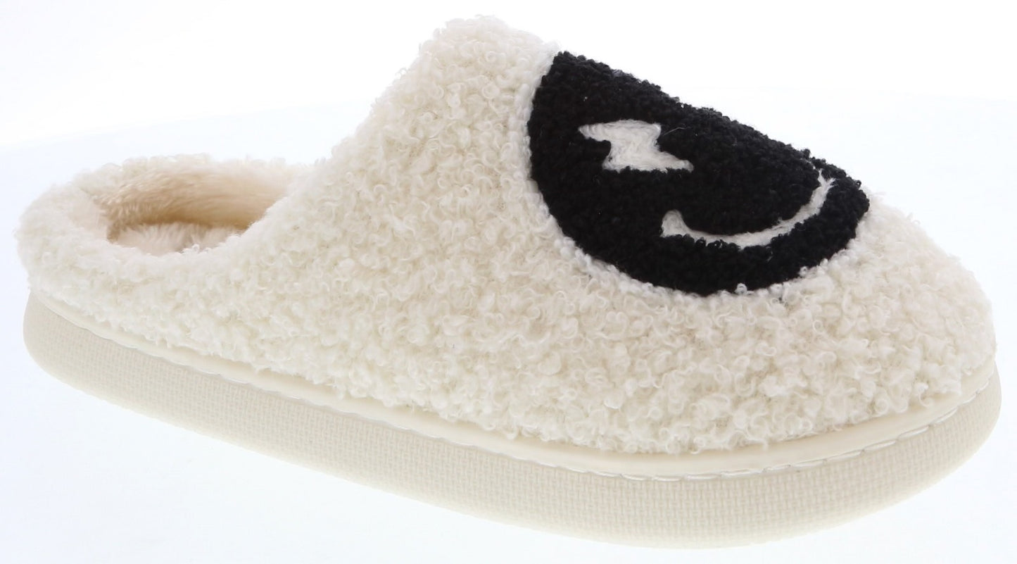 BLACK SMILEY FACE SLIPPER